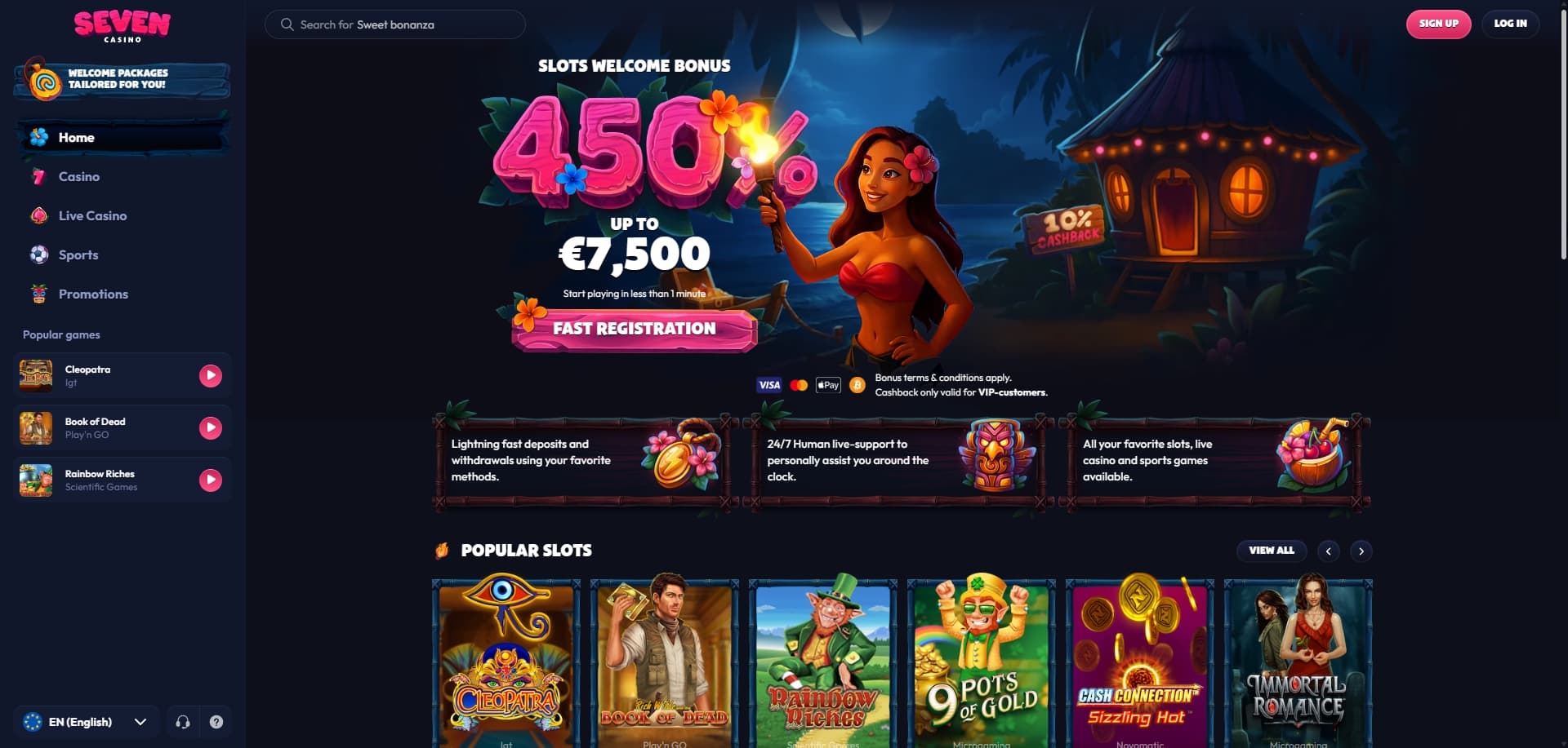 Seven Casino homepage