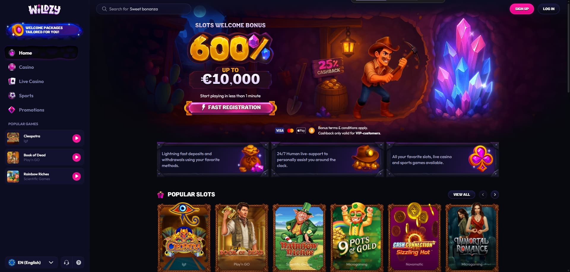 Wildzy homepage